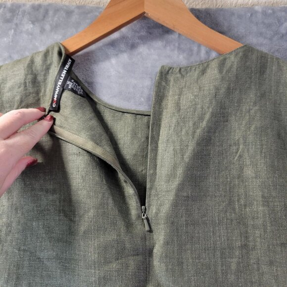 Ellen Tracy Womens Sleeveless Top 14 Green Linen Blend Workwear Classic - Picture 5 of 10